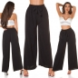 Preview: Leichte Sommer Damen Hose mit Bindebändchen in schwarz