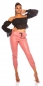 Preview: Highwaist Freizeithose im Leder-Look - rosa