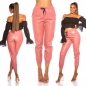 Preview: Highwaist Freizeithose im Leder-Look - rosa