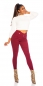 Preview: Elegante High Waist Hose mit Zierknopf--Leiste - bordeaux