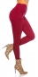 Preview: Elegante High Waist Hose mit Zierknopf--Leiste - bordeaux