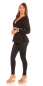 Preview: Elegantes Langarmshirt mit Wickel-Ausschnitt - schwarz