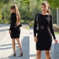 Preview: Elegantes Feinstrick-Minikleid mit Gürtel - schwarz