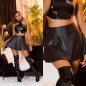 Preview: Modischer High Waist Kunstleder Minirock - schwarz