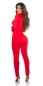 Preview: Figurbetonter Jumpsuit Overall mit modischen Cutouts - rot