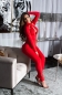 Preview: Figurbetonter Jumpsuit Overall mit modischen Cutouts - rot