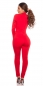 Preview: Figurbetonter Jumpsuit Overall mit modischen Cutouts - rot