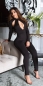 Preview: Figurbetonter Jumpsuit Overall mit modischen Cutouts - schwarz