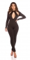 Preview: Figurbetonter Jumpsuit Overall mit modischen Cutouts - schwarz