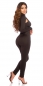 Preview: Figurbetonter Jumpsuit Overall mit modischen Cutouts - schwarz