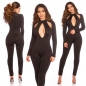 Preview: Figurbetonter Jumpsuit Overall mit modischen Cutouts - schwarz