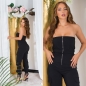 Preview: Bandeau-Overall im Cargo-Style mit Zipper - schwarz