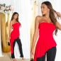 Preview: Auffallender Bandeau-Overall mit Schleppe - rot