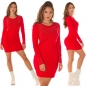 Preview: Exklusives Glattstrick-Minikleid mit Strass-Verzierung - rot