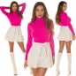 Preview: Figurbetonter Basic Rollkragen-Pullover in Ripp-Optik - pink
