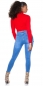 Preview: Kurz geschnittener Rippstrick Rollkragen Pullover in rot