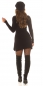 Preview: Feinstrick-Minikleid im Zwei-in-Ein Look mit Zier-Gürtel und Strass-Steinchen - schwarz
