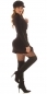 Preview: Feinstrick-Minikleid im Zwei-in-Ein Look mit Zier-Gürtel und Strass-Steinchen - schwarz