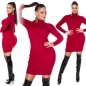 Preview: Rippstrick-Minikleid mit Rollkragen - bordeaux