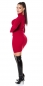 Preview: Rippstrick-Minikleid mit Rollkragen - bordeaux