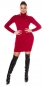 Preview: Rippstrick-Minikleid mit Rollkragen - bordeaux