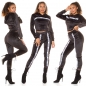Preview: Loungwear Nicki Freizeit Anzug mit Zierstreifen - schwarz/weiß