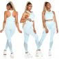 Preview: Sexy Fitness-Set aus Crop-Top und Leggings - aqua