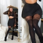 Preview: Feinstrumpfhose im Overknee Straps Look - schwarz