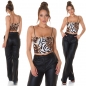 Preview: Kurz geschnittenes Crop Top mit Soft-Cups in leo weiß