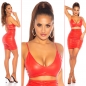 Preview: Sexy bauchfreies Bustier-Top im Leder-Look - rot