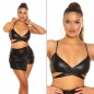 Preview: Sexy Wickel-Top im Wetlook - schwarz