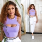 Preview: Ärmelloses Crop-Top im 2in1 Look mit sexy Cutout und Soft Cups - flieder