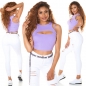 Preview: Ärmelloses Crop-Top im 2in1 Look mit sexy Cutout und Soft Cups - flieder