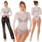Preview: Sexy Body-Top aus transparenten Mesh-Gewebe - weiß