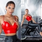 Preview: Sexy Bustier Crop-Top im Wetlook - rot