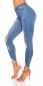 Preview: Moderne High Waist Jeans im Used-Look - blue washed