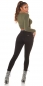 Preview: Sexy Basic High Waist Damen Jeans Hose - schwarz