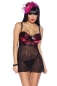 Preview: Süßes Babydoll aus feiner Spitze inklusive String - schwarz