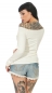 Preview: Dünner Feinstrick-Pullover mit weitem Rundausschnitt in weiß