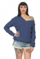 Preview: Warmer Rippstrick-Pullover mit V-Ausschnitt - acid blue