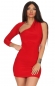 Preview: One Arm Minikleid mit Schlitz-Cut-Out in rot