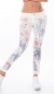 Preview: Süsse Sommer Chino Jeans mit bunten Lilien-Prints und Perlen-Applikation in weiß