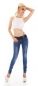 Preview: Skinny-Jeans in aktueller Waschung mit breitem Gürtel in blue washed