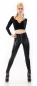 Preview: High Waist Kunstleder Leggings mit Zierknöpfen in schwarz