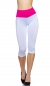 Preview: Bicolor Capri-Leggings mit breiten Bund - weiß/pink
