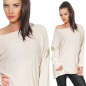 Preview: Lässiger Oversize Pullover mit Glamour-Stern in beige