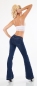 Preview: Modische Bootcut-Jeans mit fransigem Abschluss in dark blue