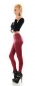 Preview: Sexy High-Waist-Leggings im seidig glänzenden Lederlook - bordeaux