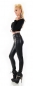 Preview: High Waist Kunstleder Leggings mit Zierknöpfen in schwarz