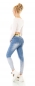 Preview: Sexy Slim Fit Vintage-Jeans mit modischen Kontrast-Gürtel in bleach blue